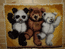 Три танцующих медведя в ковровой технике 40х60см.