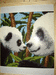 Панды в бамбуковой роще.Вышивка крестом 40х40см.